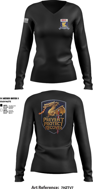 Womens Long Sleeve Vneck Shirt, 97TH Chemical Battalion, , Teamtime, Team time, sublimation, custom sports apparel, team uniforms, spirit wear, spiritwear, sports uniforms, custom shirts, team store, custom team store, fundraiser sports, apparel fundraiser