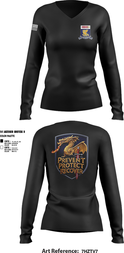 97TH Chemical Battalion 45931248 Women's Long Sleeve V-neck Shirt - 2