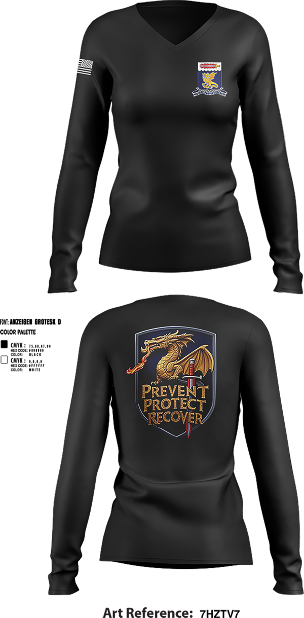 Womens Long Sleeve Vneck Shirt, 97TH Chemical Battalion, , Teamtime, Team time, sublimation, custom sports apparel, team uniforms, spirit wear, spiritwear, sports uniforms, custom shirts, team store, custom team store, fundraiser sports, apparel fundraiser