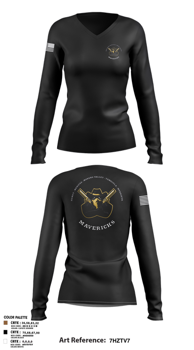 Mavericks 71642974 Women's Long Sleeve V-neck Shirt - 3