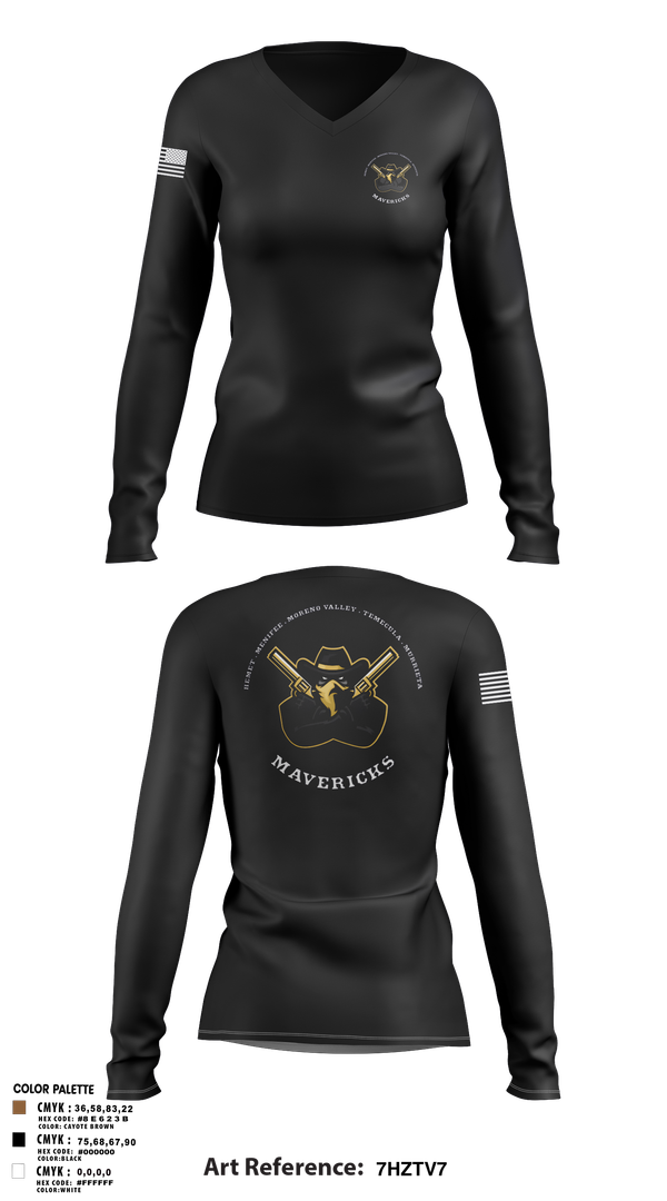 Womens Long Sleeve Vneck Shirt, Mavericks, , Teamtime, Team time, sublimation, custom sports apparel, team uniforms, spirit wear, spiritwear, sports uniforms, custom shirts, team store, custom team store, fundraiser sports, apparel fundraiser