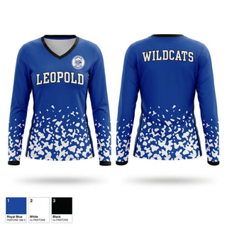 Womens Long Sleeve Vneck Shirt, Leopold, Cross Country, Teamtime, Team time, sublimation, custom sports apparel, team uniforms, spirit wear, spiritwear, sports uniforms, custom shirts, team store, custom team store, fundraiser sports, apparel fundraiser