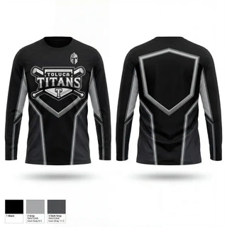 Long Sleeve Performance Shirt, Toluca Baseball, Baseball, Teamtime, Team time, sublimation, custom sports apparel, team uniforms, spirit wear, spiritwear, sports uniforms, custom shirts, team store, custom team store, fundraiser sports, apparel fundraiser