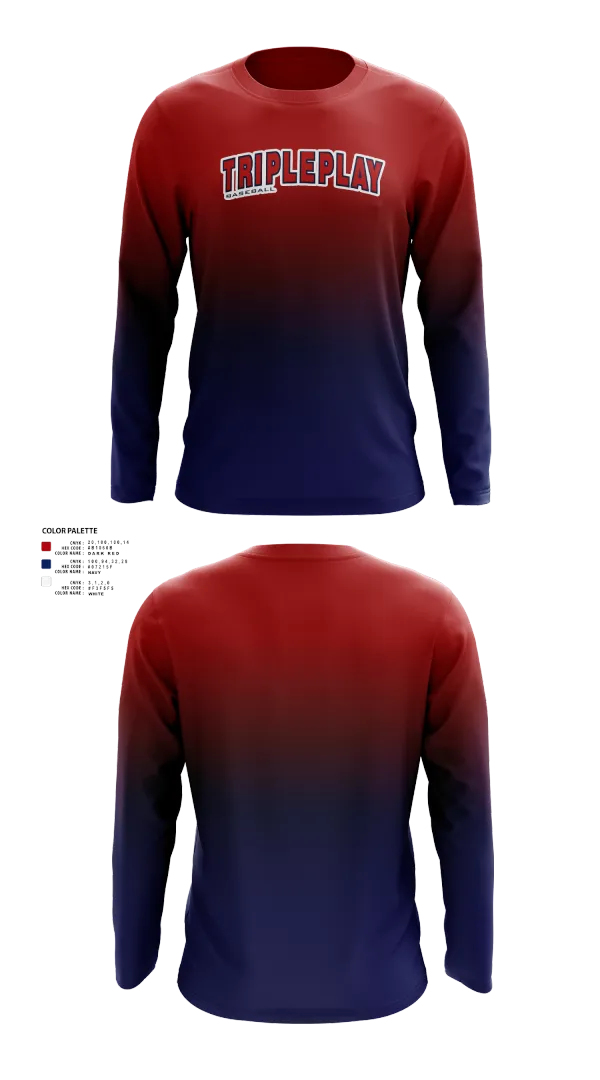 Long Sleeve Performance Shirt, TRIPLEPLAY, Baseball, Teamtime, Team time, sublimation, custom sports apparel, team uniforms, spirit wear, spiritwear, sports uniforms, custom shirts, team store, custom team store, fundraiser sports, apparel fundraiser