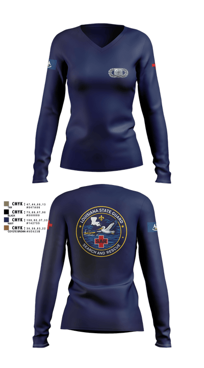 Louisiana State Guard 59908555 Women's Long Sleeve V-neck Shirt - 7