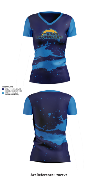 Womens Short Sleeve Vneck Shirt, Corona Chargers, , Teamtime, Team time, sublimation, custom sports apparel, team uniforms, spirit wear, spiritwear, sports uniforms, custom shirts, team store, custom team store, fundraiser sports, apparel fundraiser