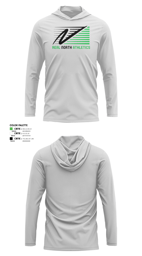 Long Sleeve Performance Shirt with hood, Real North Athletics, Cross Country, Teamtime, Team time, sublimation, custom sports apparel, team uniforms, spirit wear, spiritwear, sports uniforms, custom shirts, team store, custom team store, fundraiser sports, apparel fundraiser