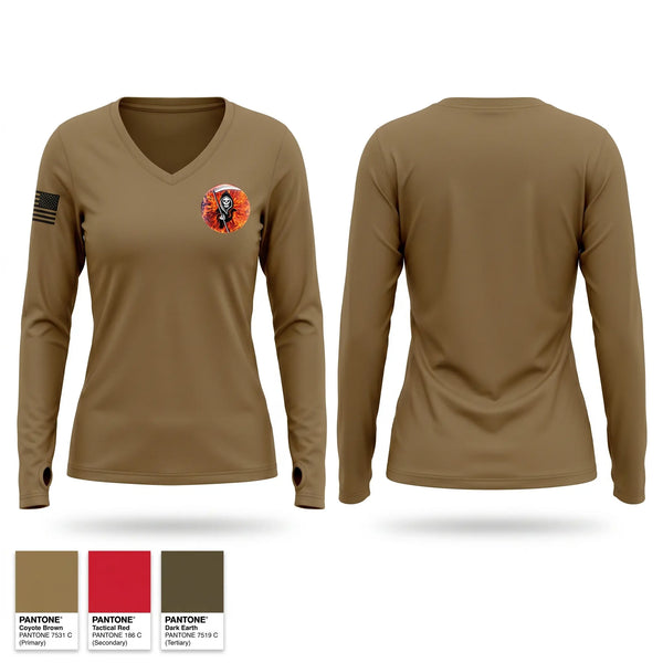 Womens Long Sleeve Vneck Shirt, 656 Transportation Co, Army, Teamtime, Team time, sublimation, custom sports apparel, team uniforms, spirit wear, spiritwear, sports uniforms, custom shirts, team store, custom team store, fundraiser sports, apparel fundraiser