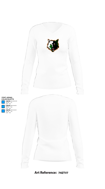 Morton-White Pass Timberwolves Women's Long Sleeve V-neck Shirt - 15