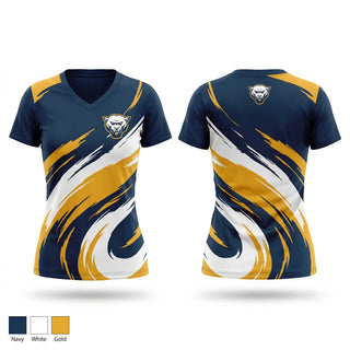 Womens Short Sleeve Vneck Shirt, Quabbin varsity cheer, Cheer, Teamtime, Team time, sublimation, custom sports apparel, team uniforms, spirit wear, spiritwear, sports uniforms, custom shirts, team store, custom team store, fundraiser sports, apparel fundraiser