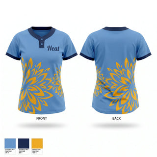 Two Button Softball Jersey, Heat, Softball, Teamtime, Team time, sublimation, custom sports apparel, team uniforms, spirit wear, spiritwear, sports uniforms, custom shirts, team store, custom team store, fundraiser sports, apparel fundraiser