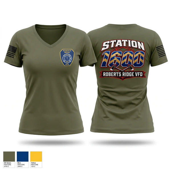 Womens Short Sleeve Vneck Shirt, Roberts ridge vfd, Fire Department, Teamtime, Team time, sublimation, custom sports apparel, team uniforms, spirit wear, spiritwear, sports uniforms, custom shirts, team store, custom team store, fundraiser sports, apparel fundraiser