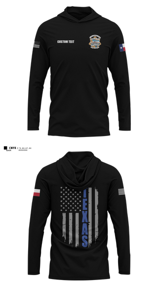 Long Sleeve hooded sunshirt, El Paso Community College Law Enforcement Training Academy Class 105, Police, Teamtime, Team time, sublimation, custom sports apparel, team uniforms, spirit wear, spiritwear, sports uniforms, custom shirts, team store, custom team store, fundraiser sports, apparel fundraiser