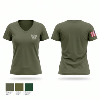 Womens Short Sleeve Vneck Shirt, PGPD EST, Police, Teamtime, Team time, sublimation, custom sports apparel, team uniforms, spirit wear, spiritwear, sports uniforms, custom shirts, team store, custom team store, fundraiser sports, apparel fundraiser
