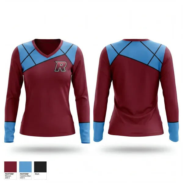 Womens Long Sleeve Vneck Shirt, Raleigh Blackhawks, Baseball, Teamtime, Team time, sublimation, custom sports apparel, team uniforms, spirit wear, spiritwear, sports uniforms, custom shirts, team store, custom team store, fundraiser sports, apparel fundraiser