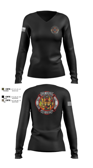 Womens Long Sleeve Vneck Shirt, Station 30, Fire Department, Teamtime, Team time, sublimation, custom sports apparel, team uniforms, spirit wear, spiritwear, sports uniforms, custom shirts, team store, custom team store, fundraiser sports, apparel fundraiser
