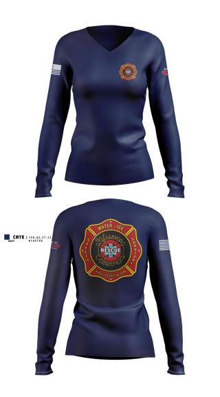 Womens Long Sleeve Vneck Shirt, Eielson AFB, Fire Department, Teamtime, Team time, sublimation, custom sports apparel, team uniforms, spirit wear, spiritwear, sports uniforms, custom shirts, team store, custom team store, fundraiser sports, apparel fundraiser