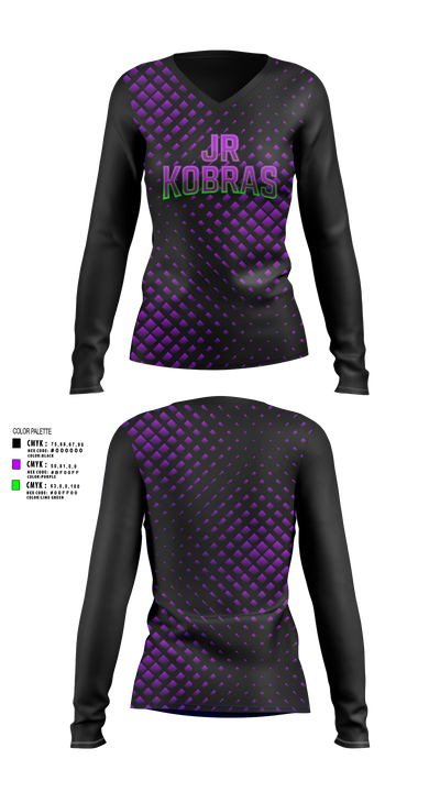 JR Kobras Women's Long Sleeve V-neck Shirt - 3