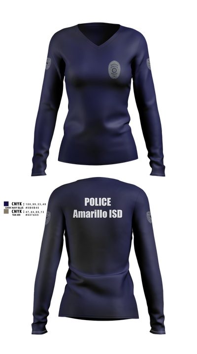 Amarillo ISD Police 87538473 Women's Long Sleeve V-neck Shirt - 10
