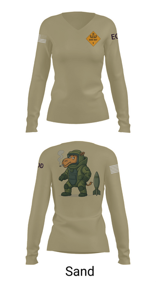 Womens Long Sleeve Vneck Shirt, 1st EOD DET, , Teamtime, Team time, sublimation, custom sports apparel, team uniforms, spirit wear, spiritwear, sports uniforms, custom shirts, team store, custom team store, fundraiser sports, apparel fundraiser