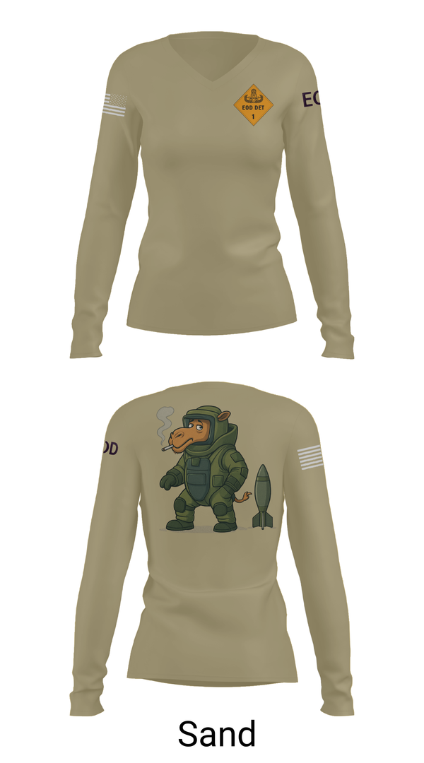 Womens Long Sleeve Vneck Shirt, 1st EOD DET, , Teamtime, Team time, sublimation, custom sports apparel, team uniforms, spirit wear, spiritwear, sports uniforms, custom shirts, team store, custom team store, fundraiser sports, apparel fundraiser