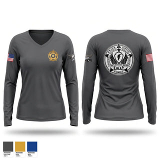 Womens Long Sleeve Vneck Shirt, Hidalgo County Sheriff’s Office SWAT, Police, Teamtime, Team time, sublimation, custom sports apparel, team uniforms, spirit wear, spiritwear, sports uniforms, custom shirts, team store, custom team store, fundraiser sports, apparel fundraiser