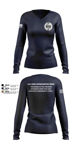 Womens Long Sleeve Vneck Shirt, Joint Base San Antonio 4A/MSC, , Teamtime, Team time, sublimation, custom sports apparel, team uniforms, spirit wear, spiritwear, sports uniforms, custom shirts, team store, custom team store, fundraiser sports, apparel fundraiser