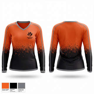Womens Long Sleeve Vneck Shirt, Westwood Panthers Track & Field, Track & Field, Teamtime, Team time, sublimation, custom sports apparel, team uniforms, spirit wear, spiritwear, sports uniforms, custom shirts, team store, custom team store, fundraiser sports, apparel fundraiser