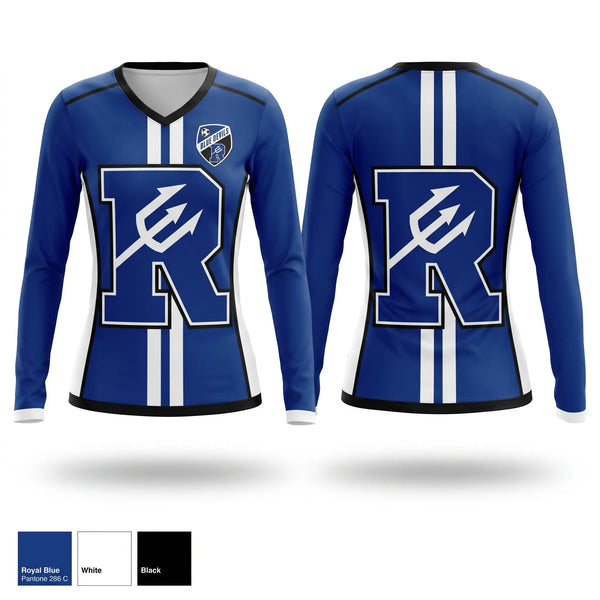 Womens Long Sleeve Vneck Shirt, Reading Blue Devils, Men's Soccer, Teamtime, Team time, sublimation, custom sports apparel, team uniforms, spirit wear, spiritwear, sports uniforms, custom shirts, team store, custom team store, fundraiser sports, apparel fundraiser