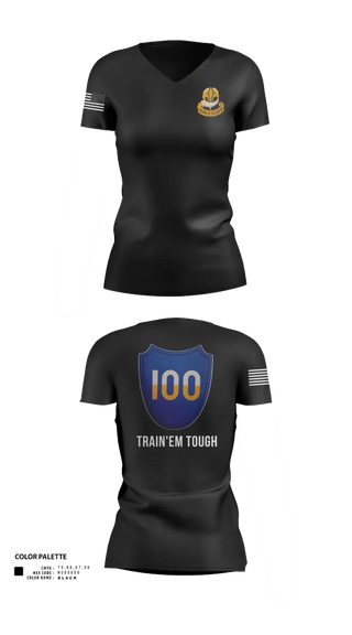 Womens Short Sleeve Vneck Shirt, 100th Training Division, Army, Teamtime, Team time, sublimation, custom sports apparel, team uniforms, spirit wear, spiritwear, sports uniforms, custom shirts, team store, custom team store, fundraiser sports, apparel fundraiser