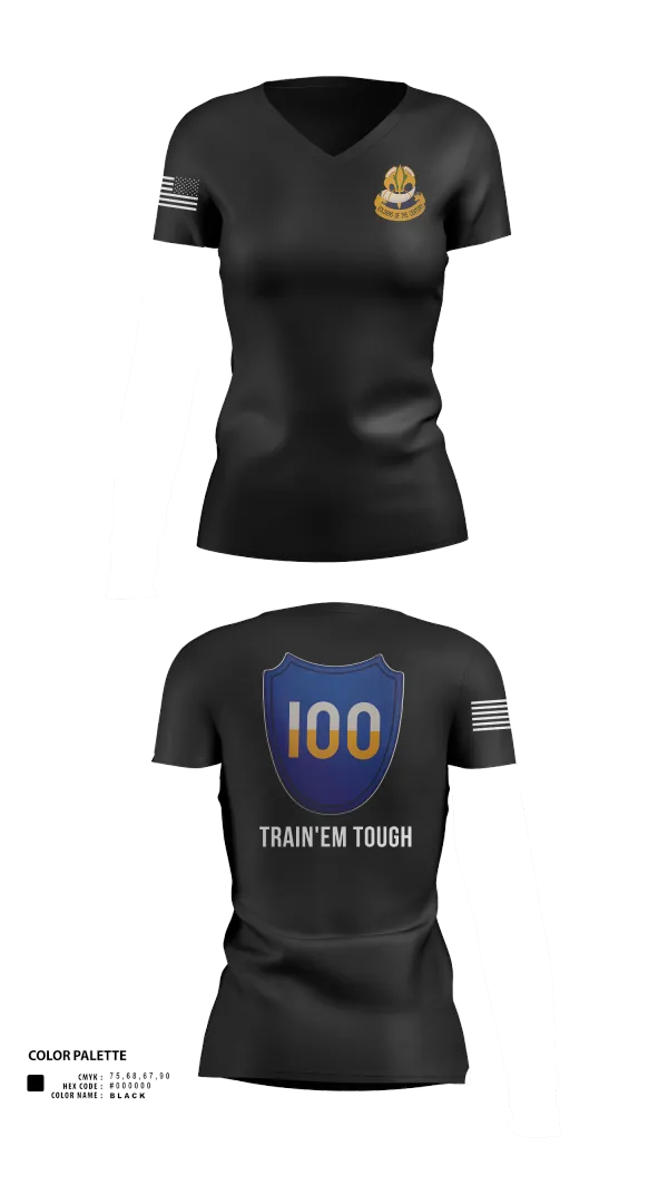 Womens Short Sleeve Vneck Shirt, 100th Training Division, Army, Teamtime, Team time, sublimation, custom sports apparel, team uniforms, spirit wear, spiritwear, sports uniforms, custom shirts, team store, custom team store, fundraiser sports, apparel fundraiser