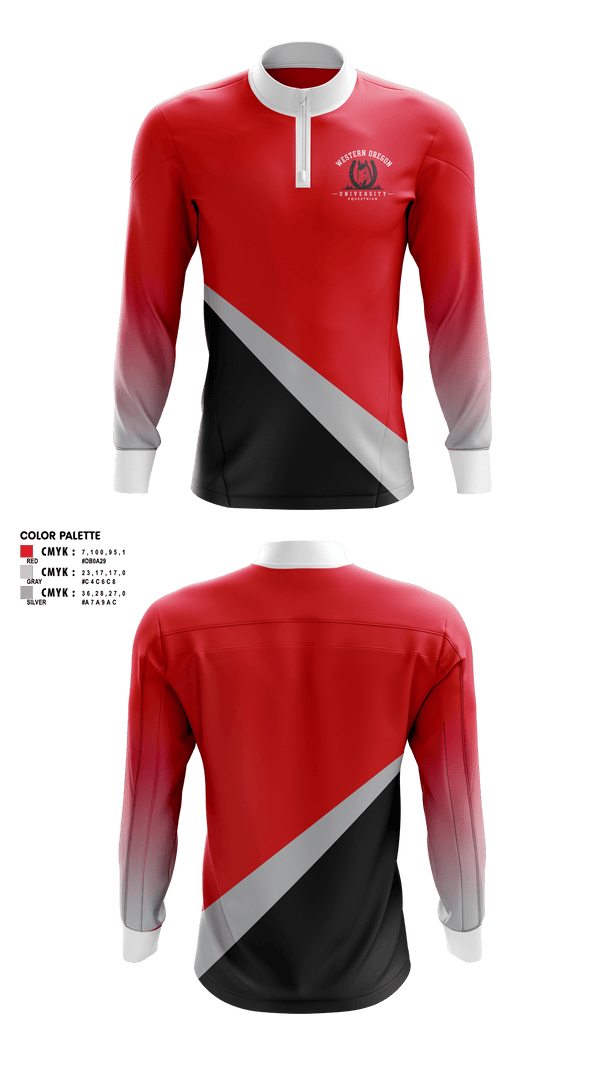 Quarter Zip Jacket, Western Oregon University Equestrian, Spirit Store, Teamtime, Team time, sublimation, custom sports apparel, team uniforms, spirit wear, spiritwear, sports uniforms, custom shirts, team store, custom team store, fundraiser sports, apparel fundraiser