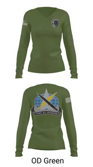 Womens Long Sleeve Vneck Shirt, 743rd MI BN, , Teamtime, Team time, sublimation, custom sports apparel, team uniforms, spirit wear, spiritwear, sports uniforms, custom shirts, team store, custom team store, fundraiser sports, apparel fundraiser