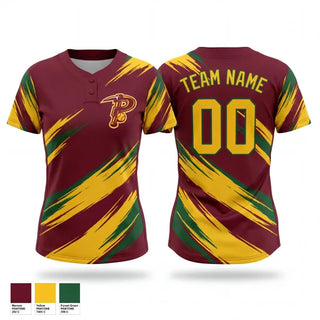 Two Button Softball Jersey, Lady Prospectors, Softball, Teamtime, Team time, sublimation, custom sports apparel, team uniforms, spirit wear, spiritwear, sports uniforms, custom shirts, team store, custom team store, fundraiser sports, apparel fundraiser