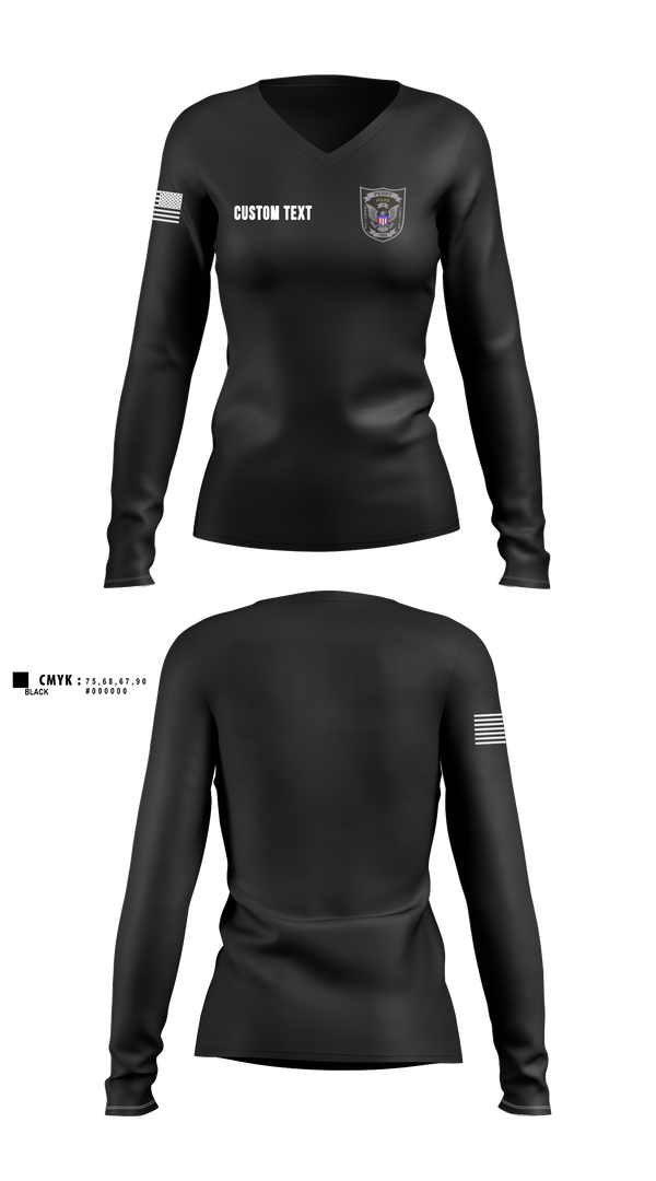 PERRY POLICE DEPARTMENT Women's Long Sleeve V-neck Shirt - 13