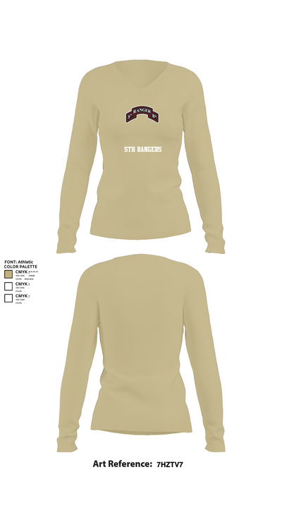 5th Rangers 1510549 Women's Long Sleeve V-neck Shirt - 82