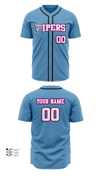 Full Button Baseball Jersey, Franklin Park Vipers, Baseball, Teamtime, Team time, sublimation, custom sports apparel, team uniforms, spirit wear, spiritwear, sports uniforms, custom shirts, team store, custom team store, fundraiser sports, apparel fundraiser