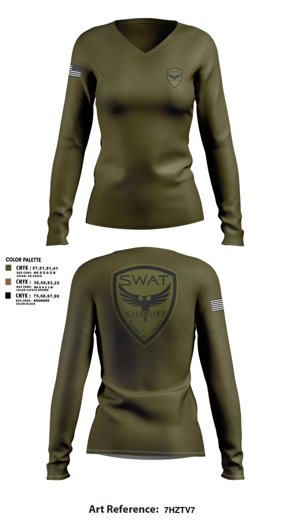 Womens Long Sleeve Vneck Shirt, SWAT, , Teamtime, Team time, sublimation, custom sports apparel, team uniforms, spirit wear, spiritwear, sports uniforms, custom shirts, team store, custom team store, fundraiser sports, apparel fundraiser