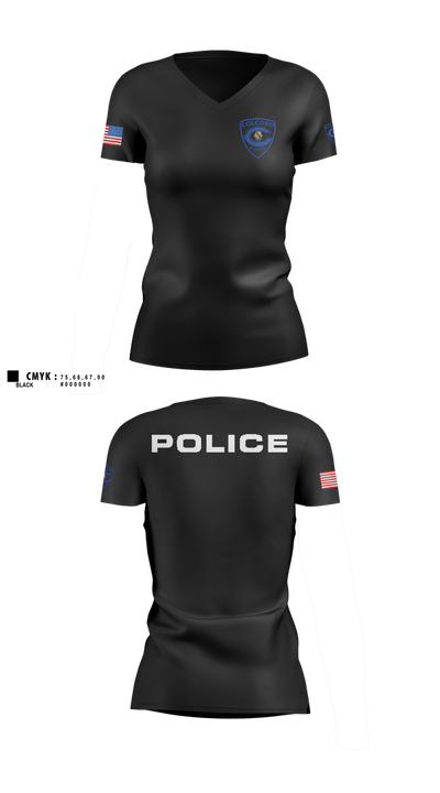 Colcord Police Dept 92733456 Women's Short Sleeve V-neck Shirt - 100