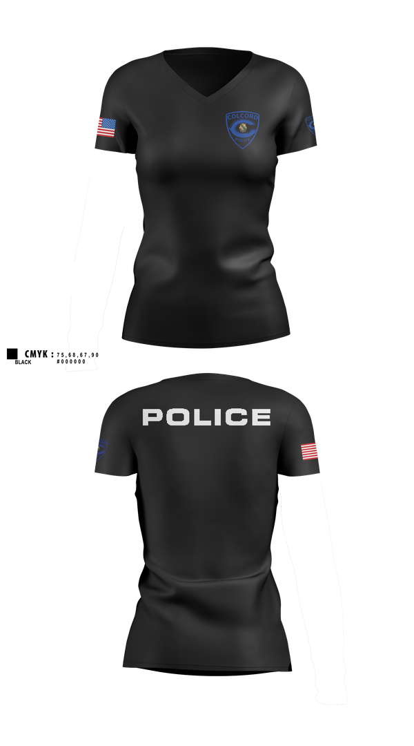 Womens Short Sleeve Vneck Shirt, Colcord Police Dept, , Teamtime, Team time, sublimation, custom sports apparel, team uniforms, spirit wear, spiritwear, sports uniforms, custom shirts, team store, custom team store, fundraiser sports, apparel fundraiser