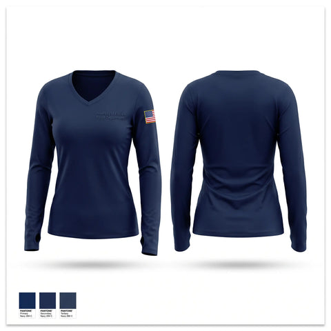 Womens Long Sleeve Vneck Shirt, University of Florida Police Department, Police, Teamtime, Team time, sublimation, custom sports apparel, team uniforms, spirit wear, spiritwear, sports uniforms, custom shirts, team store, custom team store, fundraiser sports, apparel fundraiser