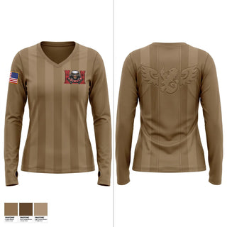 Womens Long Sleeve Vneck Shirt, 557 ECC, Army, Teamtime, Team time, sublimation, custom sports apparel, team uniforms, spirit wear, spiritwear, sports uniforms, custom shirts, team store, custom team store, fundraiser sports, apparel fundraiser