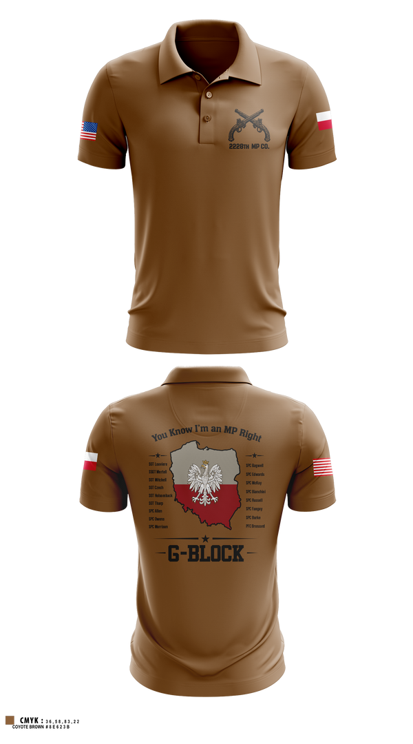 Short Sleeve Performance Polo, 2228TH MP CO 3rd PLT, National Guard, Teamtime, Team time, sublimation, custom sports apparel, team uniforms, spirit wear, spiritwear, sports uniforms, custom shirts, team store, custom team store, fundraiser sports, apparel fundraiser