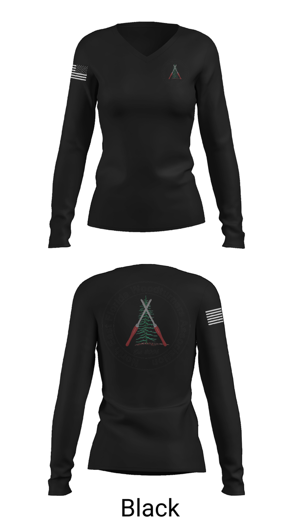 Womens Long Sleeve Vneck Shirt, Northeast Florida Woodturning Association, , Teamtime, Team time, sublimation, custom sports apparel, team uniforms, spirit wear, spiritwear, sports uniforms, custom shirts, team store, custom team store, fundraiser sports, apparel fundraiser