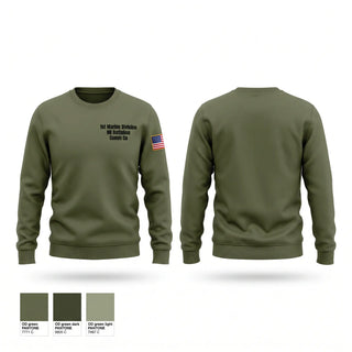 Crew Neck Sweatshirt, 1st Marine Division HQ Battalion Comm Co, Marines, Teamtime, Team time, sublimation, custom sports apparel, team uniforms, spirit wear, spiritwear, sports uniforms, custom shirts, team store, custom team store, fundraiser sports, apparel fundraiser