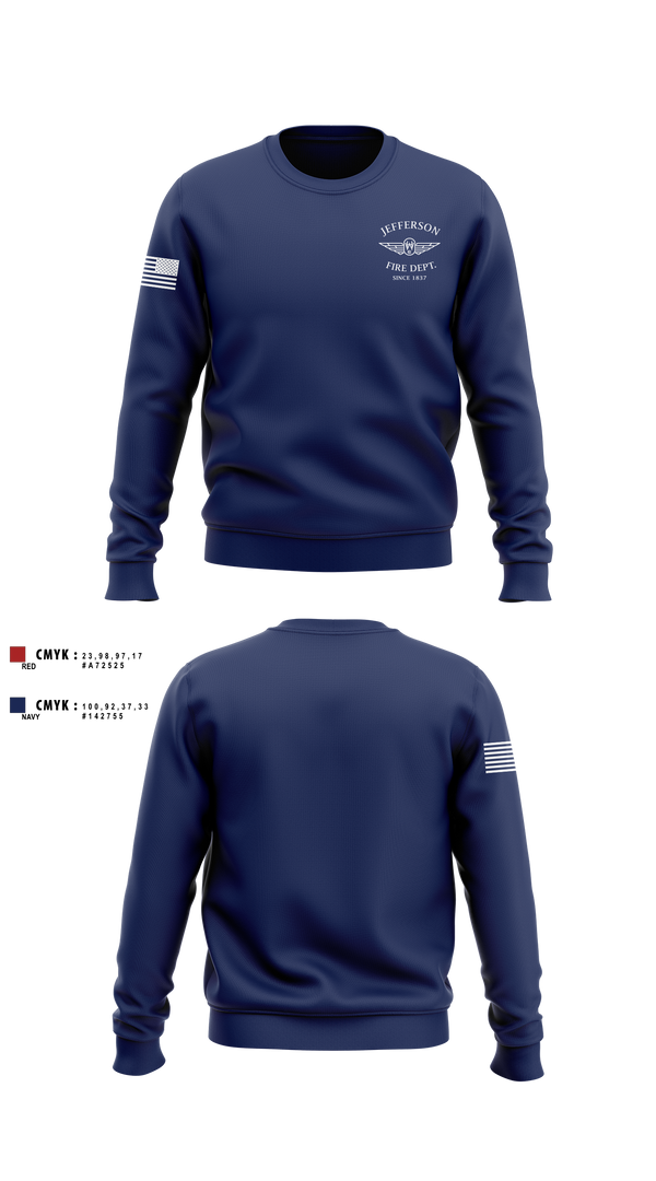 Crew Neck Sweatshirt, Jefferson vol Fire Dept, Fire Department, Teamtime, Team time, sublimation, custom sports apparel, team uniforms, spirit wear, spiritwear, sports uniforms, custom shirts, team store, custom team store, fundraiser sports, apparel fundraiser