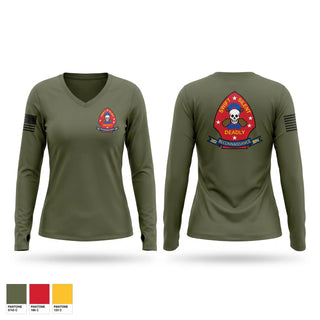 Womens Long Sleeve Vneck Shirt, 2nd recon, Marines, Teamtime, Team time, sublimation, custom sports apparel, team uniforms, spirit wear, spiritwear, sports uniforms, custom shirts, team store, custom team store, fundraiser sports, apparel fundraiser