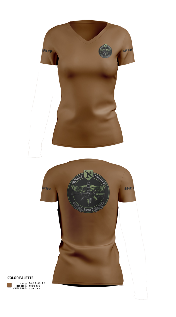 Womens Short Sleeve Vneck Shirt, MOBILE COUNTY SWAT, Police, Teamtime, Team time, sublimation, custom sports apparel, team uniforms, spirit wear, spiritwear, sports uniforms, custom shirts, team store, custom team store, fundraiser sports, apparel fundraiser