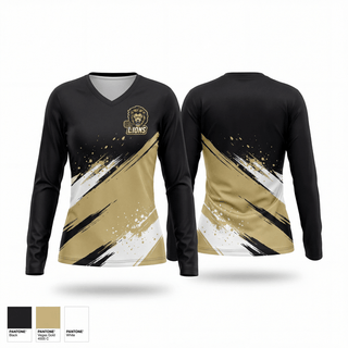 Womens Long Sleeve Vneck Shirt, Gt lions, , Teamtime, Team time, sublimation, custom sports apparel, team uniforms, spirit wear, spiritwear, sports uniforms, custom shirts, team store, custom team store, fundraiser sports, apparel fundraiser
