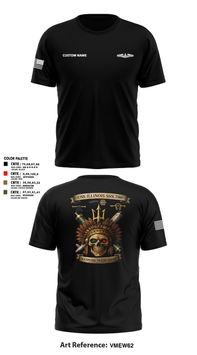 USS Illinois (SSN 786) 55868909 Short Sleeve Performance Shirt - 54